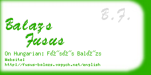 balazs fusus business card